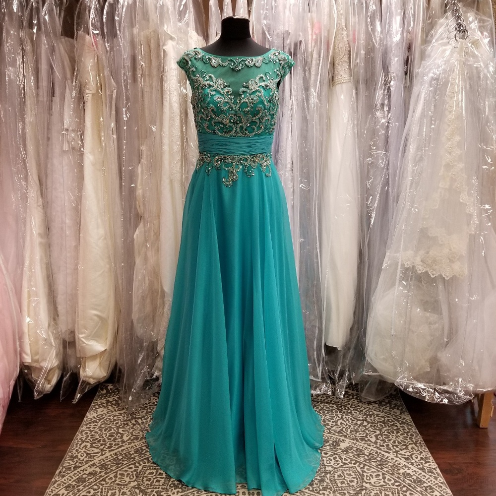 Jade Illusion Chiffon Dress